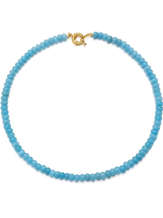 Anthropologie Jewelry - Sky Blue Sapphire Beaded Necklace with Gold Clasp